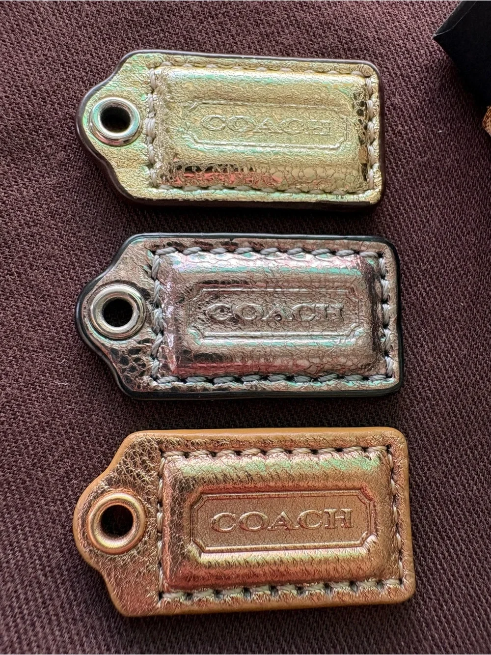 Y2K Coach RARE SET OF 3 | Mixed Metals Metallic Leather Hangtags Bag Charms